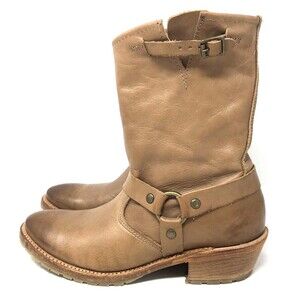 Vintage Shoe Co Leather Engineer Harness Boots Womens Size 8.5M Moto Brown USA